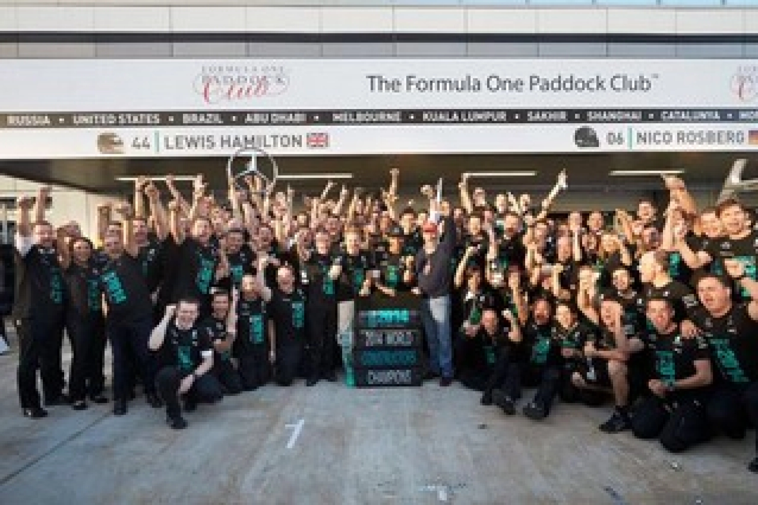 Sunday: Hamilton victorious and Rosberg disappointed celebrate Mercedes’ first title