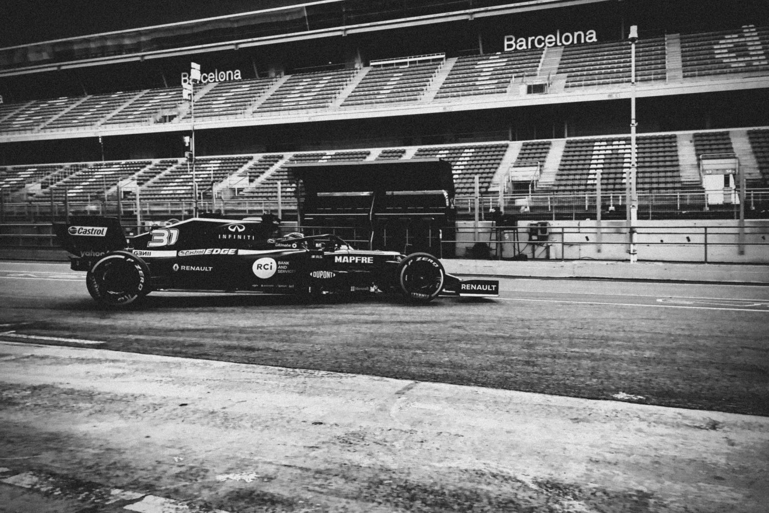 The Renault R.S.20 performs its shakedown at the Circuit de Catalunya