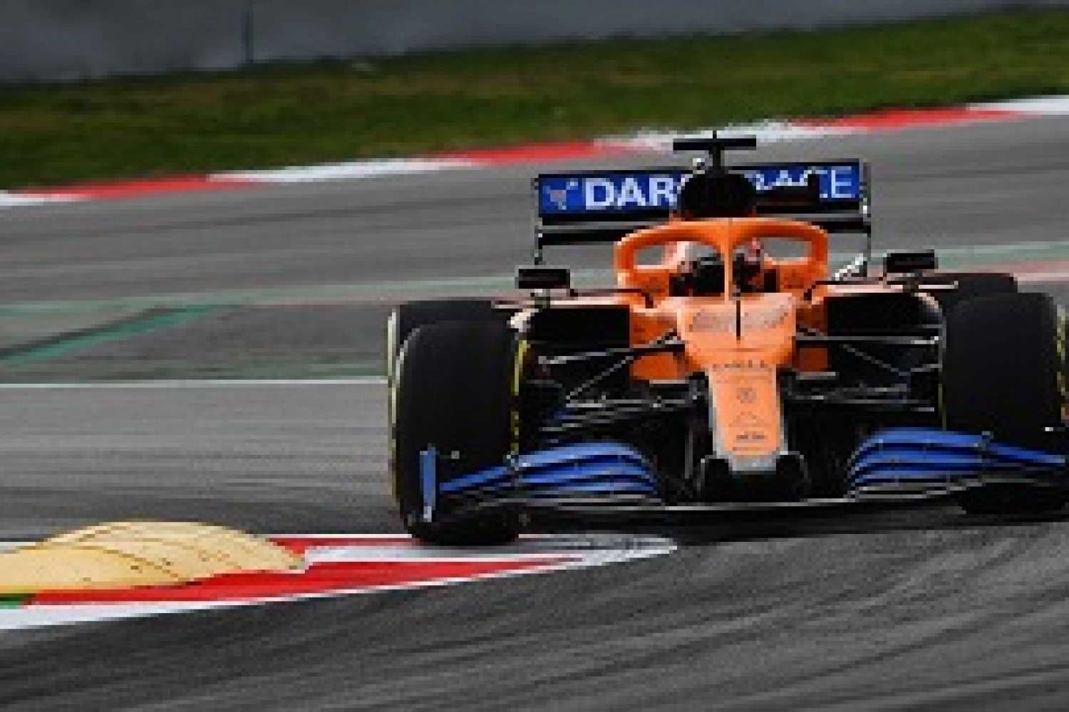 The McLaren MCL35 takes to the track in Barcelona