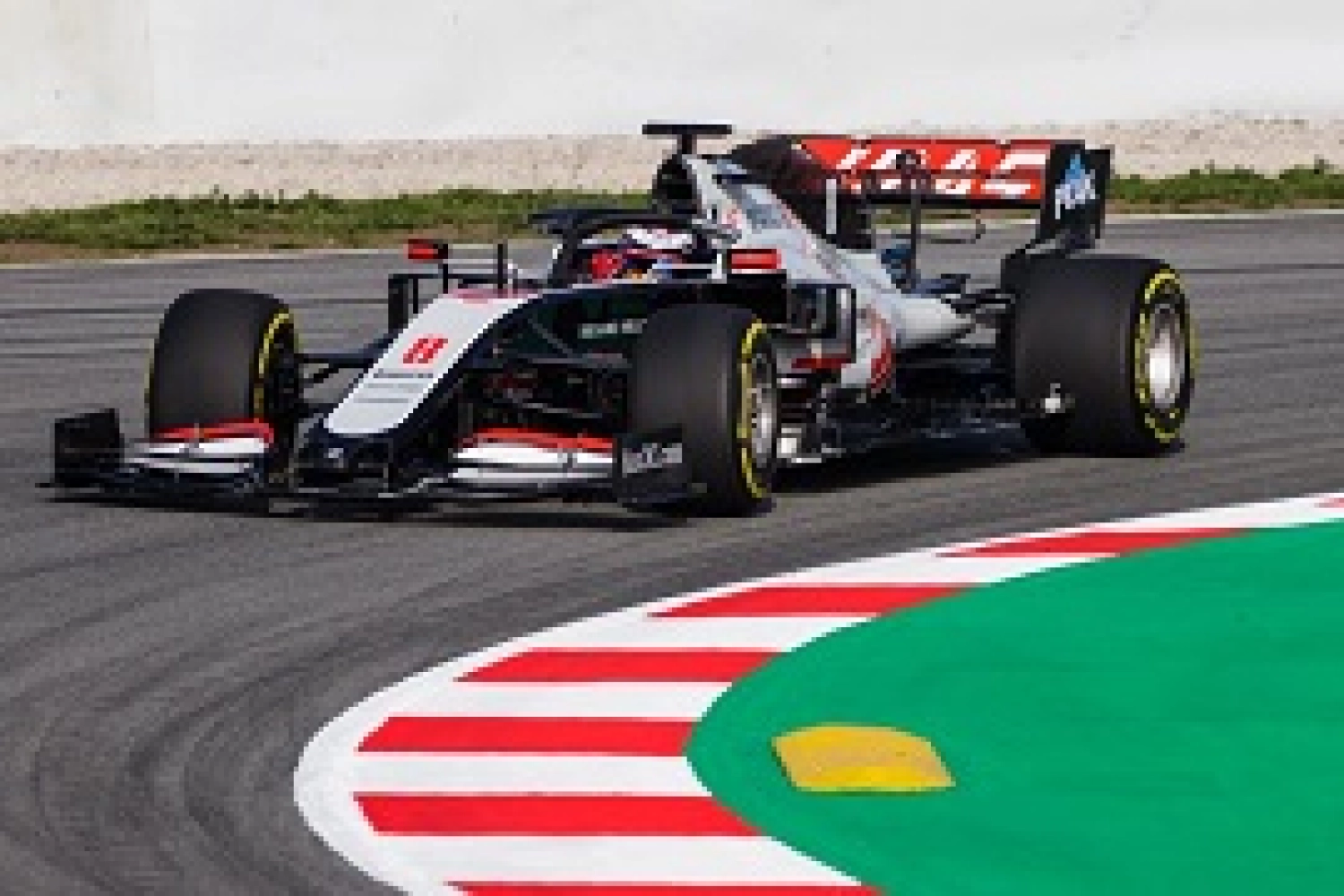 The Haas VF20 completes its first laps on track