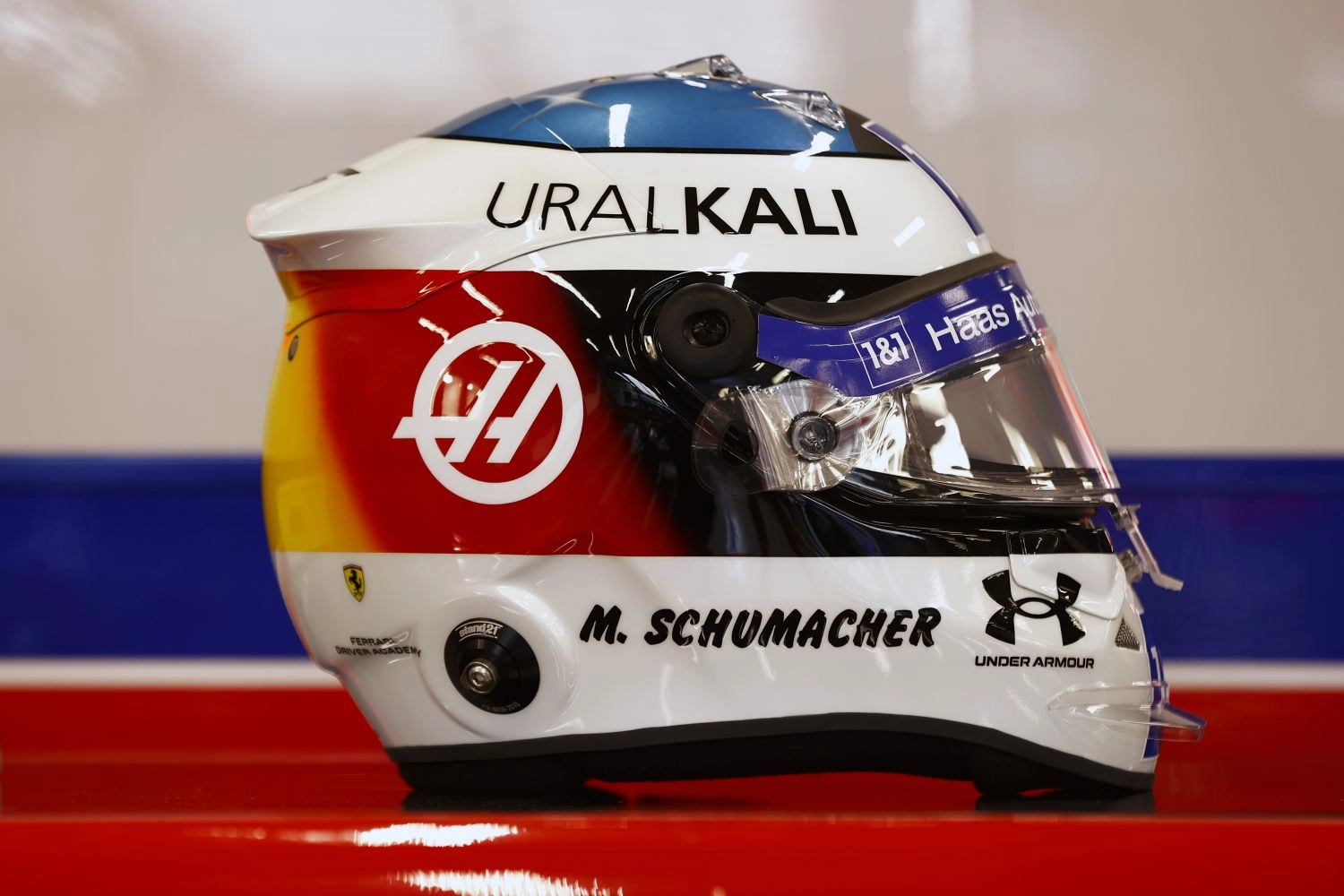 Mick Schumacher with a special helmet at Spa