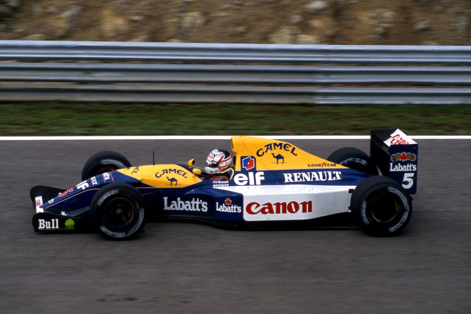 Sebastian Vettel behind the wheel of his 1992 Williams at Silverstone