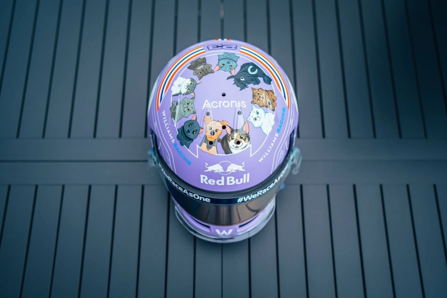 Alex Albon with a special helmet at Silverstone