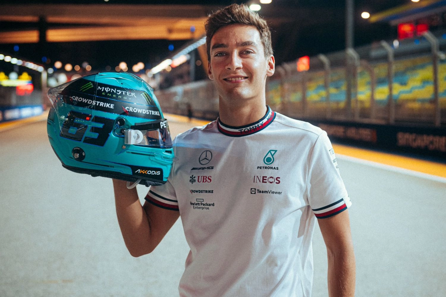 Russell will also have his special helmet this weekend in Singapore