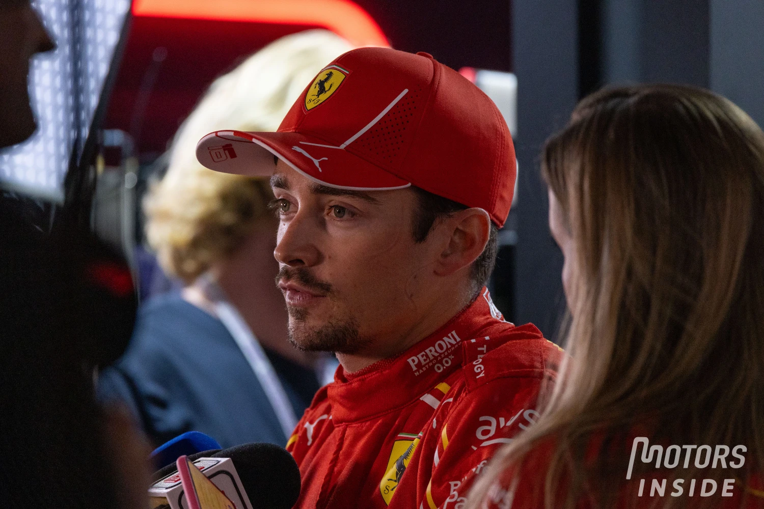 Charles Leclerc on the podium in Jeddah but too far behind the two Red Bulls
