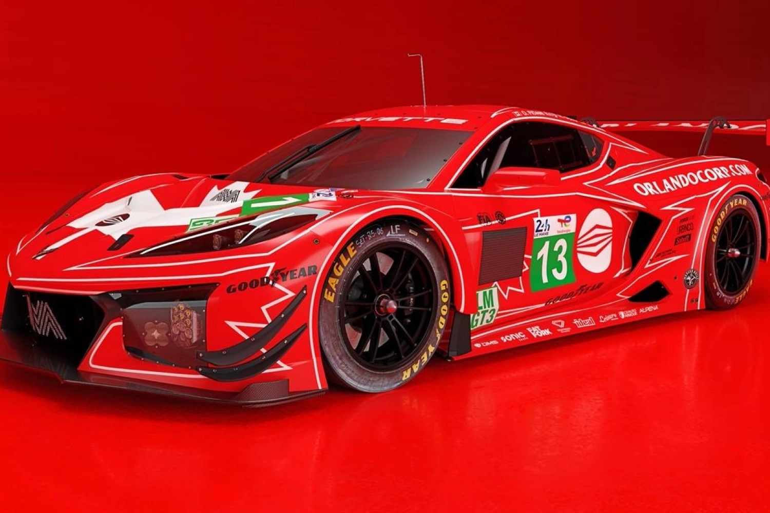 A red Corvette at the 24 Hours of Le Mans