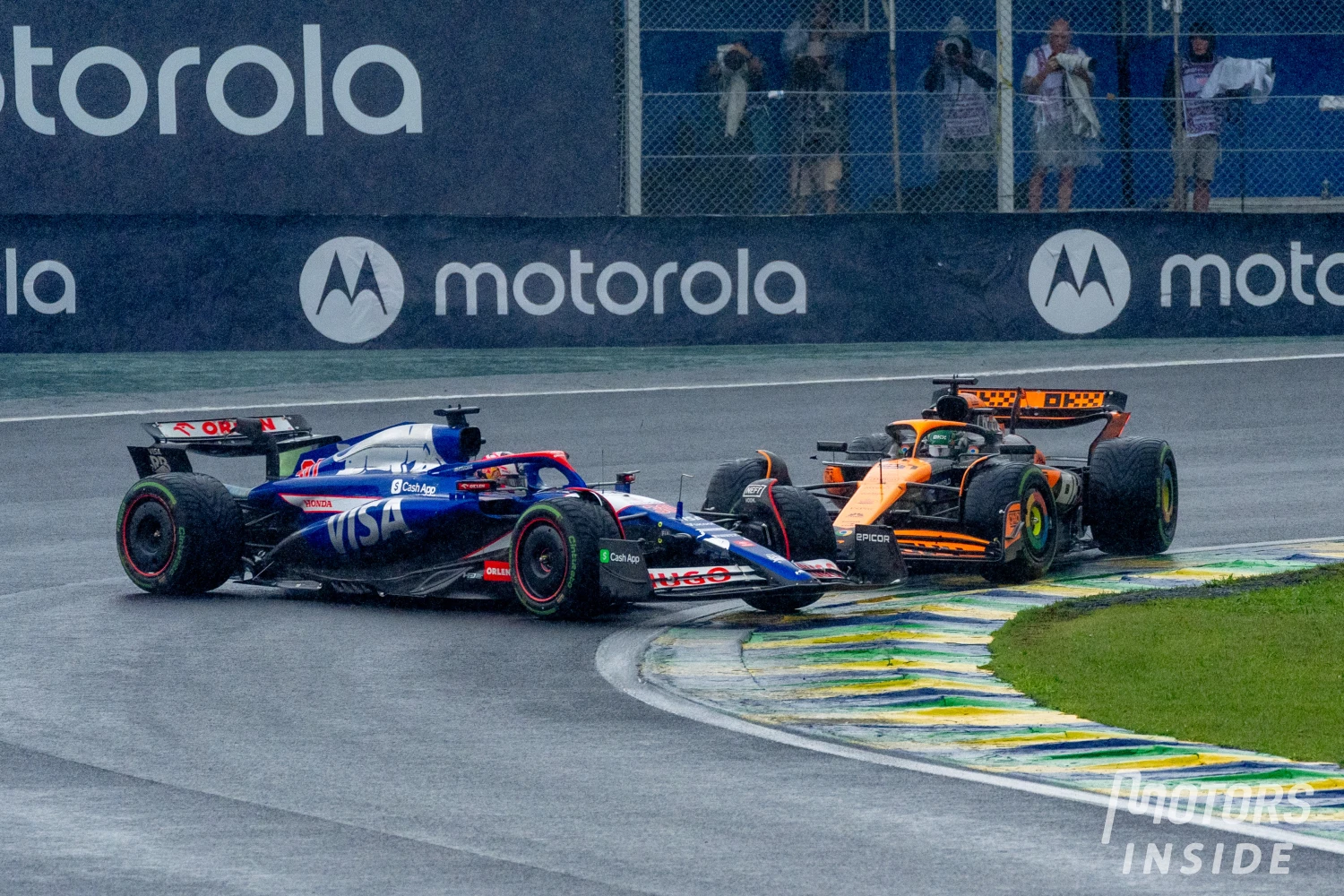 Oscar Piastri sends Liam Lawson spinning.