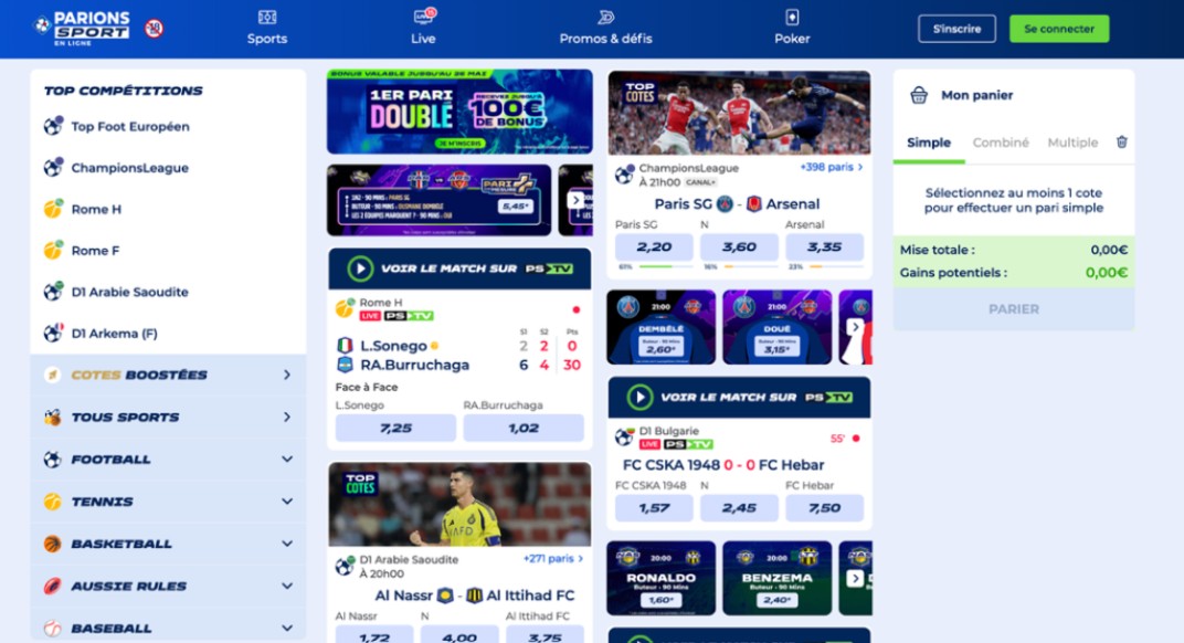 Site de paris sportifs Parions Sport