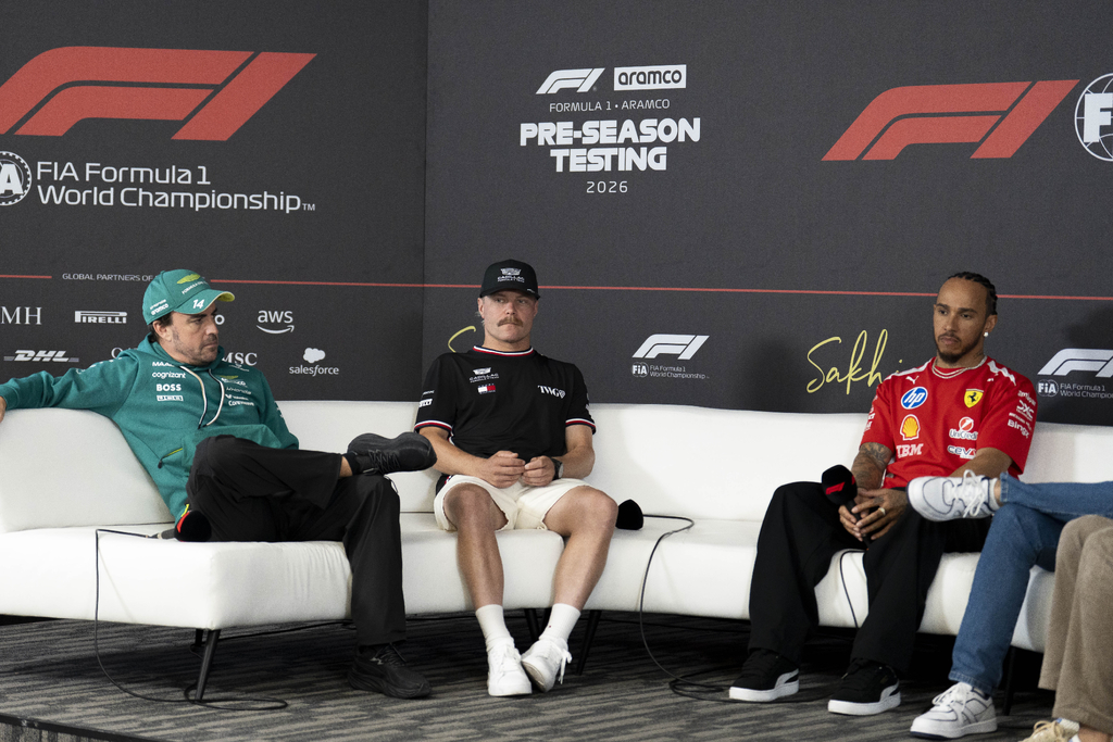Alonso, Bottas et Hamilton en conférence de presse à Bahreïn. 